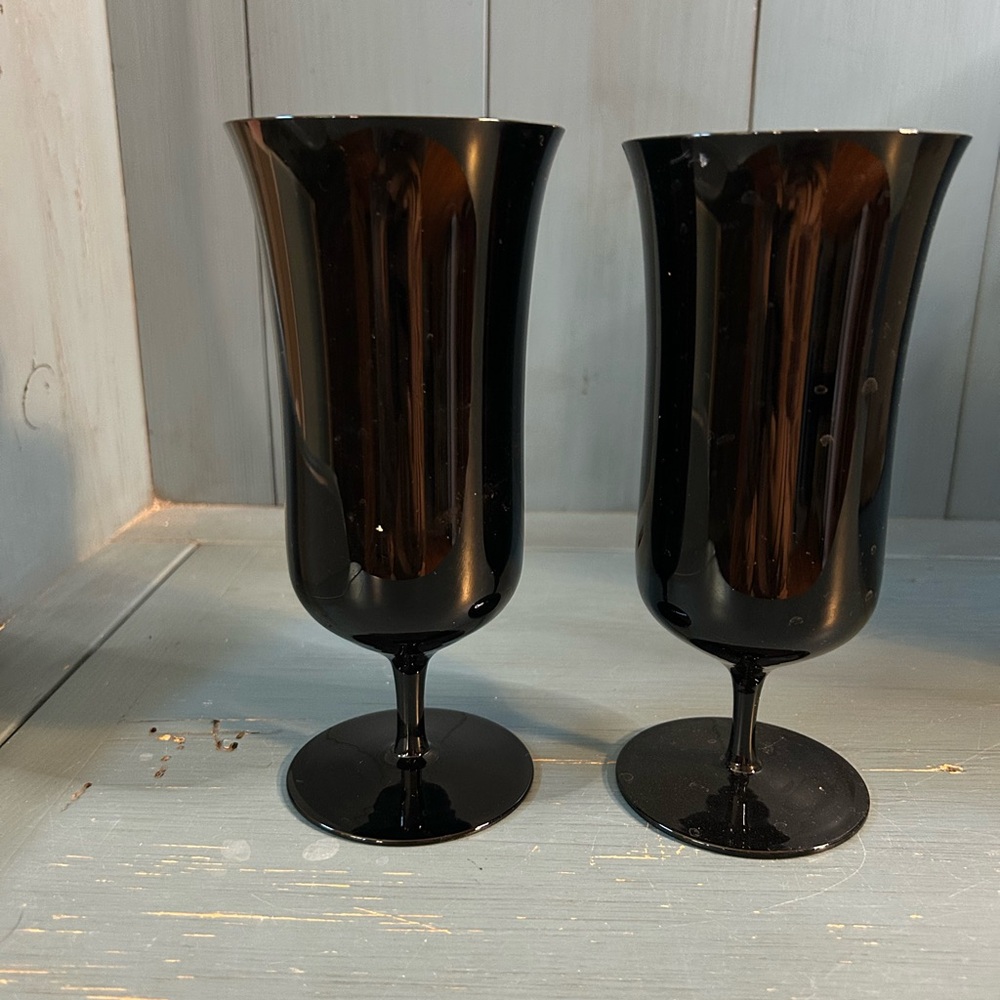 Vintage MCM Elegant Black Goblet Drink-ware Set | Royal Prestige